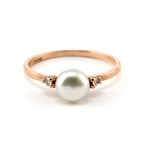 Hochzeit - Minimaist Engagement Ring, Pearl Diamond 14k Gold Ring, Modern Minimalist Ring, Pearl Engagement Ring, Pearl Jewelry, Dainty Minimal Ring
