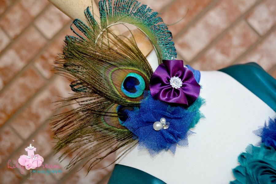 زفاف - Peacock hair clip, peacock headband, peacock wedding theme, peacock by lilys dream hairbows, peacock head dress, peacock clip