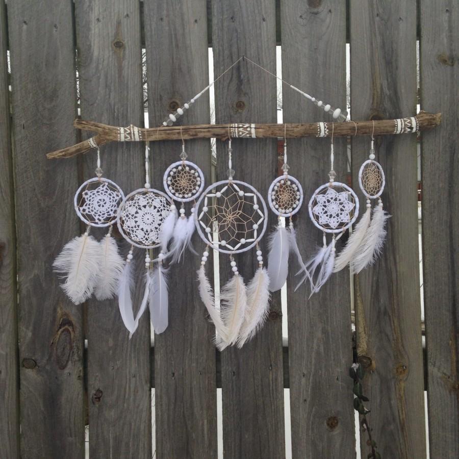 Hochzeit - Wedding Dreamcatcher - white dreamcatcher - giant dreamcatcher - wedding decor - wedding wall hanging - boho wedding decor - bedroom decor