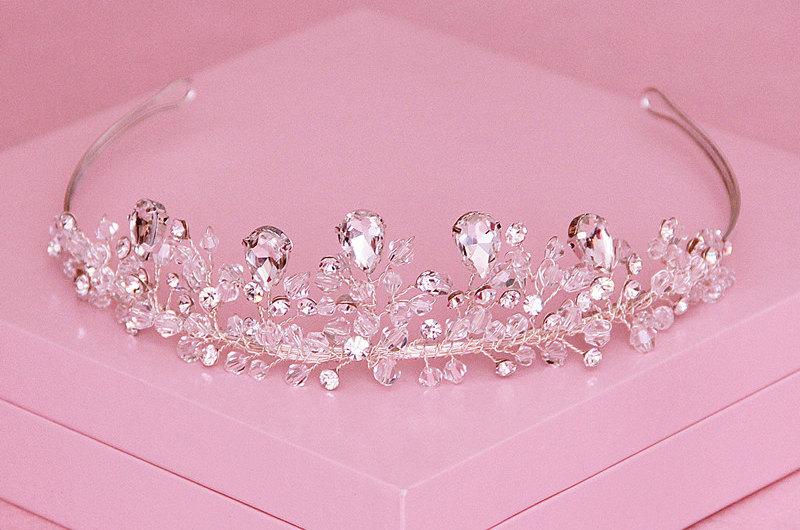 زفاف - Crystal rhinestone tiaras flower girl crown baby hairbow baby headpiece