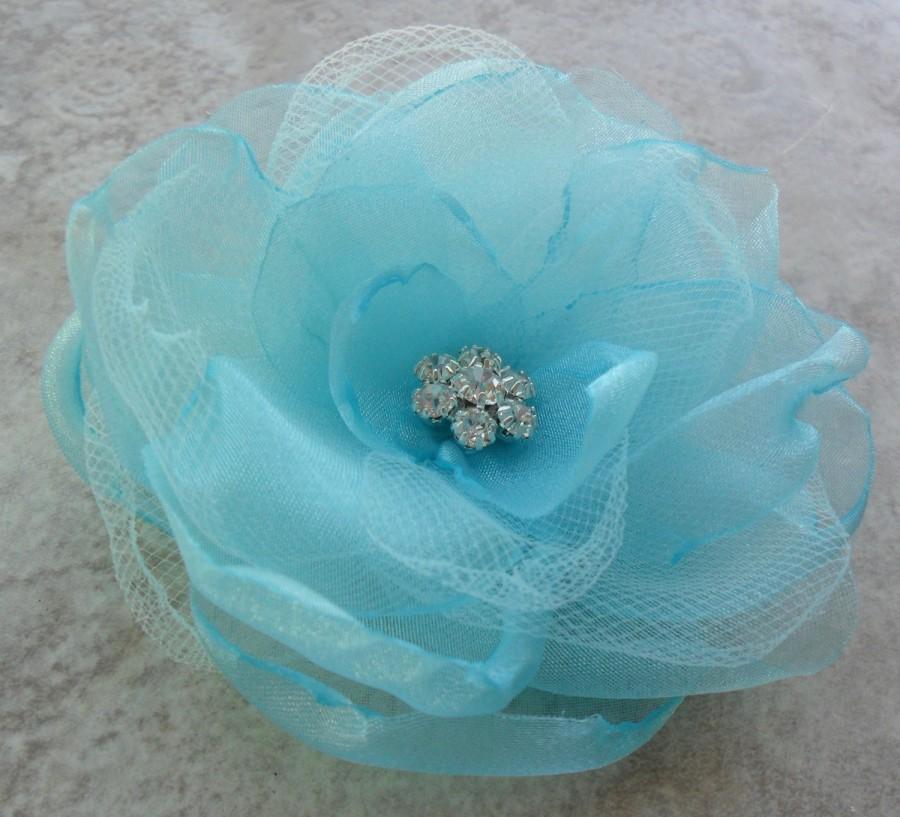 Wedding - Turquoise Wedding hair flower, Bridal hair accessory, Aqua blue hair flower, SOMETHING BLUE, Bridal/Bridesmaid hairpiece,Aqua hair flower