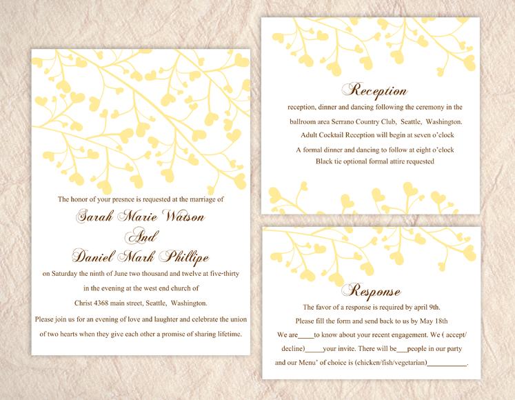 زفاف - Printable Wedding Invitation Suite Printable Invitation Yellow Wedding Invitation Heart Invitation Download Invitation Edited jpeg file