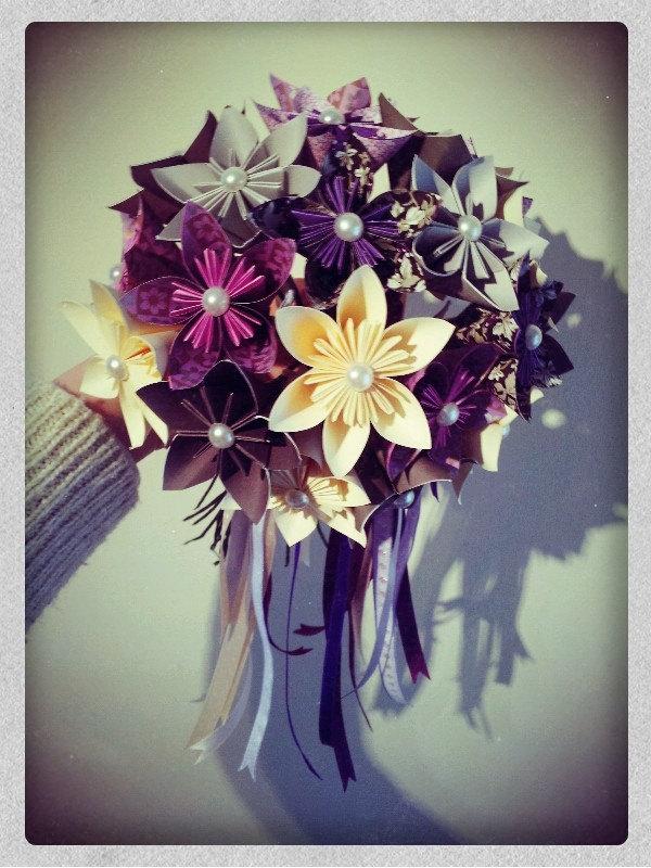 زفاف - Paper Flowers Origami Daisy Wedding Break Away  Bouquet Anniversary Bridal Multi Coloured