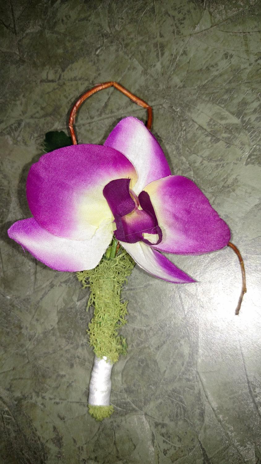 Hochzeit - Pink Dendrobium Orchid Grooms Boutineer
