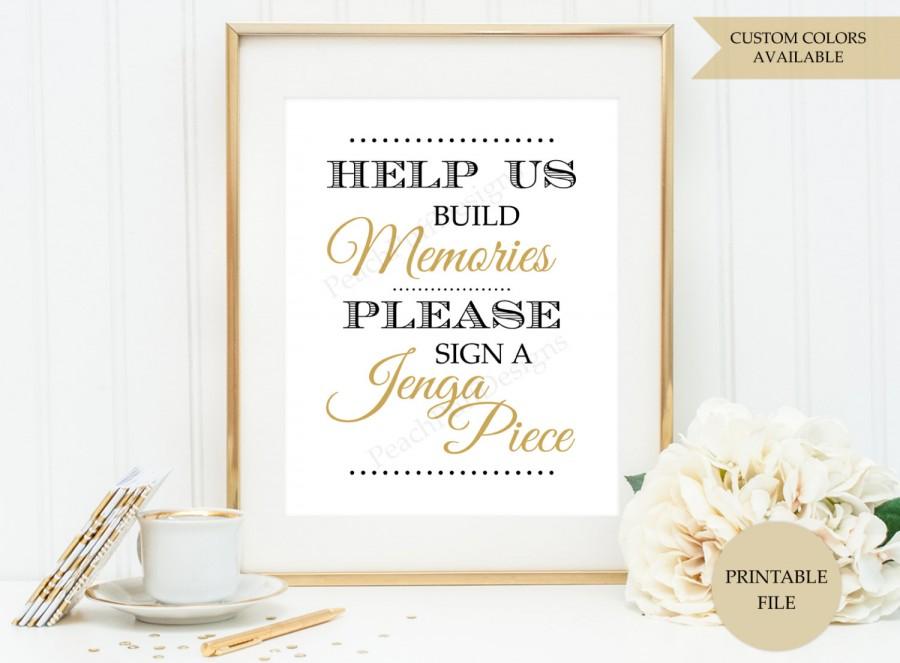 زفاف - Jenga guest book sign (PRINTABLE FILE)  - Jenga wedding sign - Wedding Jenga - Wedding guest book alternative - Black and gold wedding