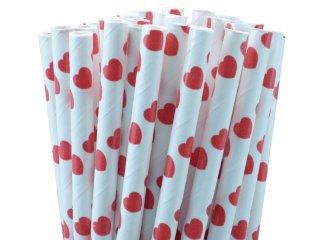 Mariage - Red Heart Paper Straws