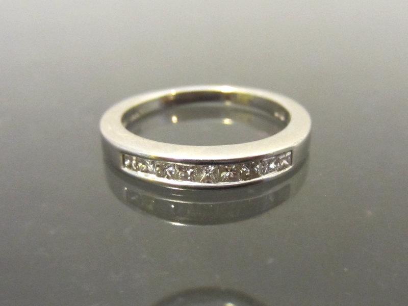 Wedding - Vintage 14K Solid White Gold Wedding Band Diamond Anniversary Ring Size 4.75