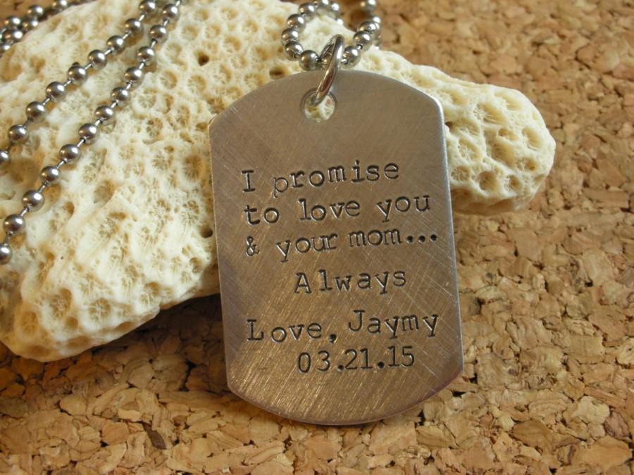 Hochzeit - Wedding Gift for Stepson-Stepson Gift from Bride-Stepson Gift from Groom-Blended Family Gift-Dogtags for Wedding-Personalized Dog Tag