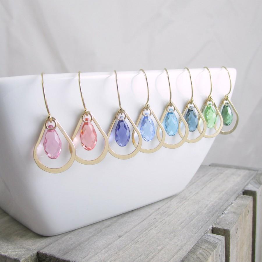 Свадьба - Gold Crystal Earrings - Bridesmaid Gift - Bridesmaid Earrings - Crystal Jewelry - Gift For Her - Bridesmaid Crystal Earrings - Bridesmaid