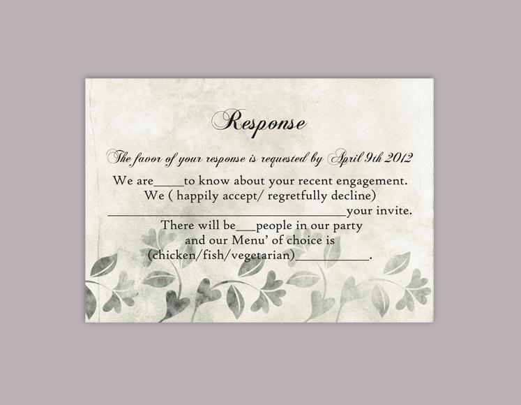 Mariage - DIY Rustic Wedding RSVP Template Editable Word File Instant Download Rsvp Template Printable RSVP Cards Gray Silver Rsvp Card Floral Rsvp