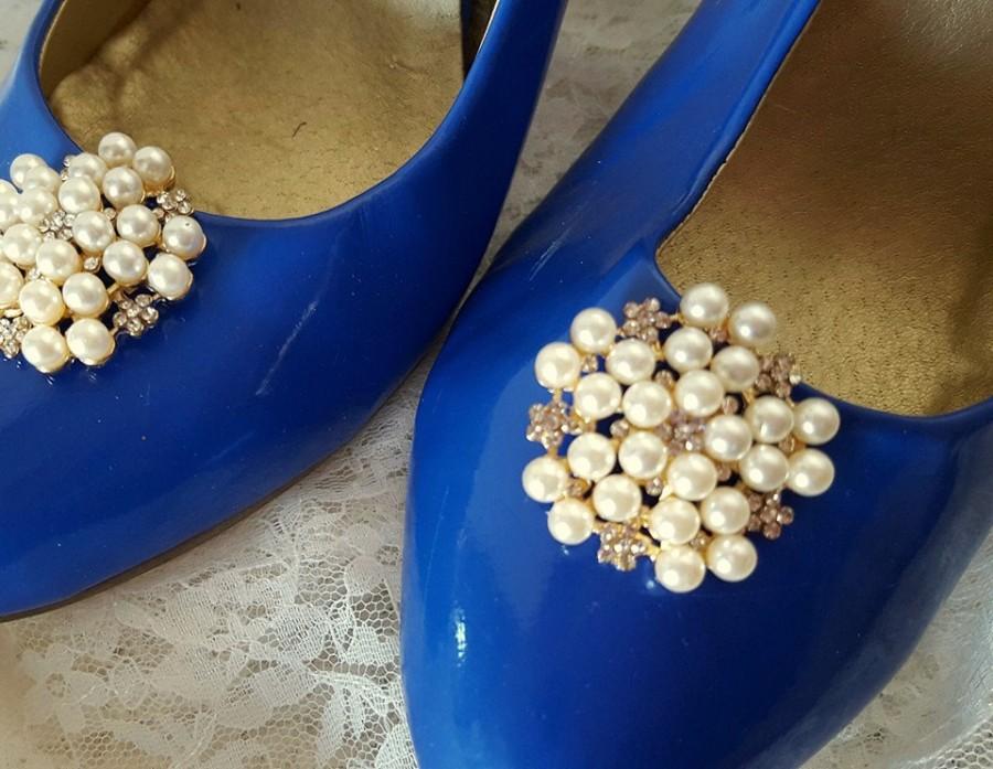 زفاف - Wedding Vintage Style Shoe Clips, Bridal Shoe Clips, Rhinestone Shoe CLips, Pearl Shoe Clips, Clips for Wedding SHoes, Bridal SHoes -