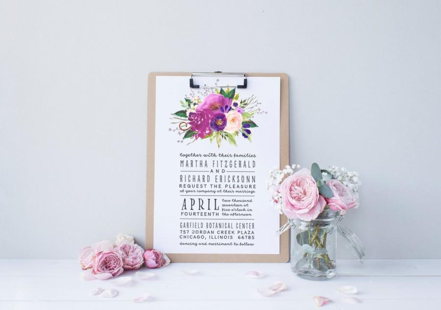 زفاف - Watercolor Boho Wedding Invitation Suite DEPOSIT - DIY, Chic, Modern, Country, Calligraphy, Invite Kit, Printable (Wedding Design #61)