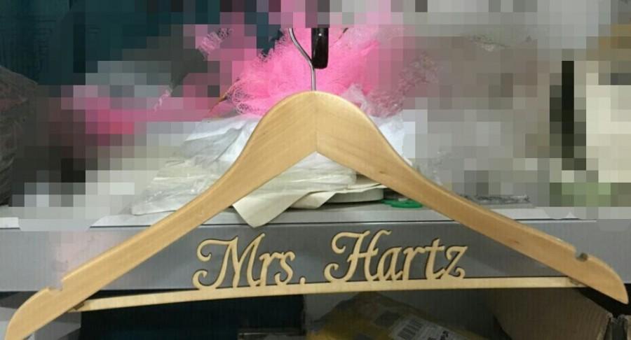 Mariage - Personalized Russtic Wedding Dress Hanger, New-tech Bride Bridesmaid Wood Name Hanger, Custom Wedding Bridal Hanger, Bridal Shower Gift