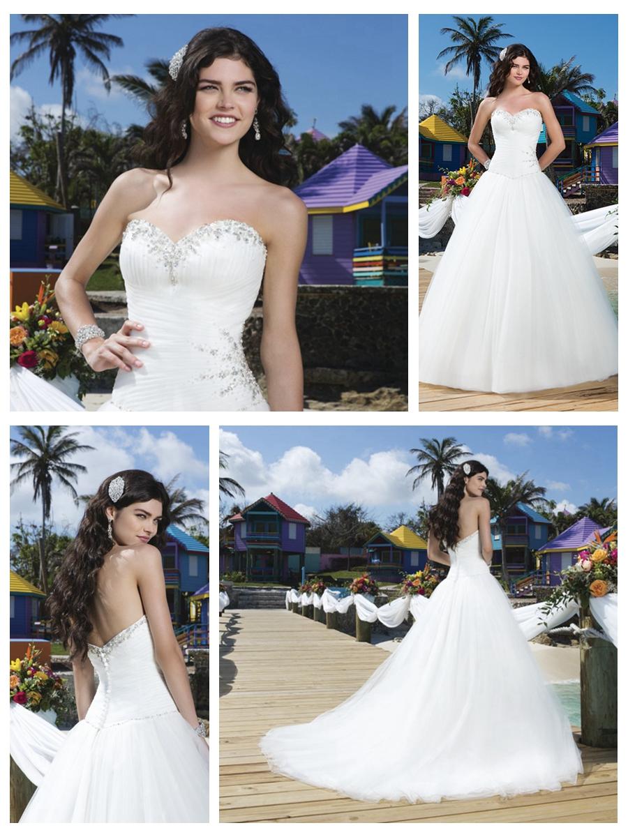 Свадьба - Pleated Sweetheart Neckline, Side Hip And Basque Waistline Tulle Ball Gown
