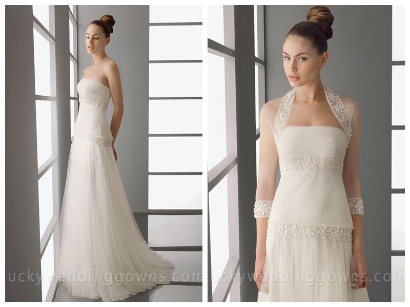 Hochzeit - Chic Full A-line Skirt Wedding Dress with Tiered Bodice