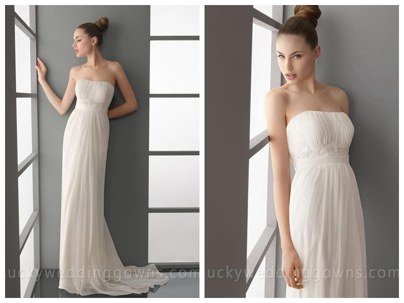 Mariage - Modern Summer Simple Empire Waist Column Wedding Dress