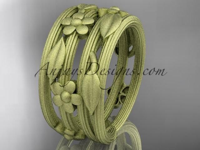 زفاف - 14kt yellow gold leaf and vine, floral wedding band, engagement ring ADLR242G