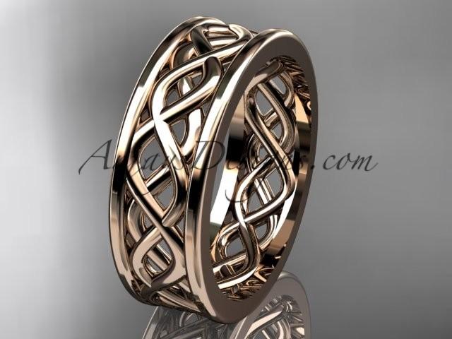 زفاف - 14kt rose gold vine wedding band, engagement ring ADLR257G