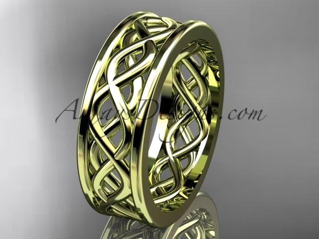 زفاف - 14kt yellow gold vine wedding band, engagement ring ADLR257G