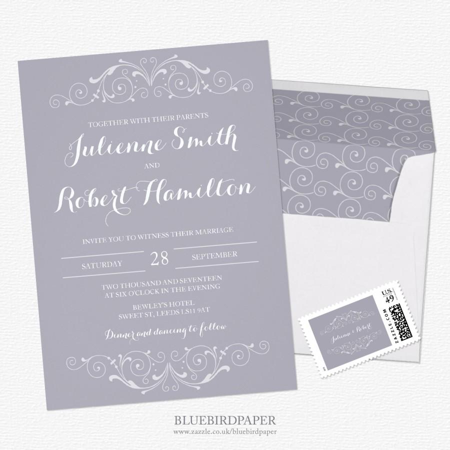 Hochzeit - Grand Soiree a vintage Lilac Gray Wedding Invitations