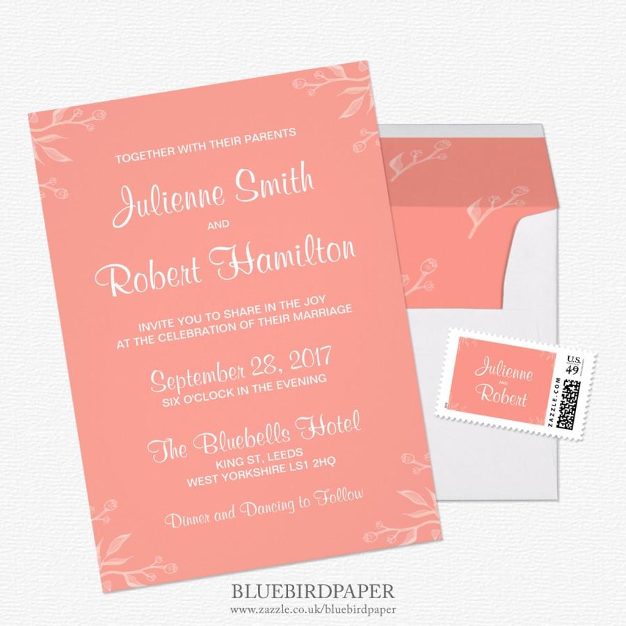 Wedding - Simple and Elegant Coral Pink Wedding Invitations
