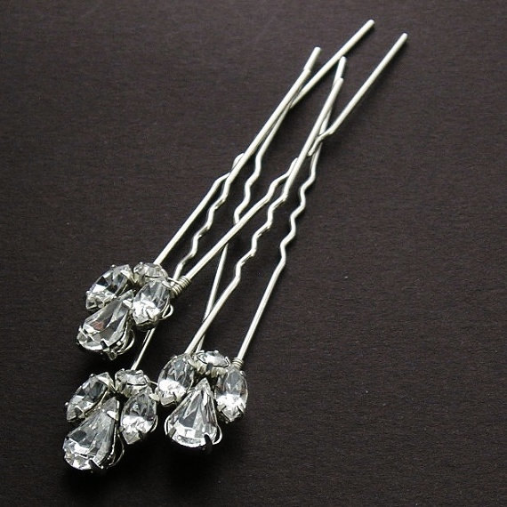 زفاف - Set Of 3 Or 5 Classic Crystal Rhinestone Hairpins - Bridal Hairpins - Wedding Hair pins