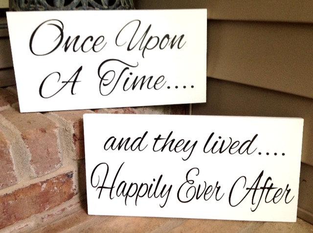 Hochzeit - WEDDING SIGNS, Once Upon A Time, Happily Ever After, wedding signage, Wood sign, Fairy Tail, photo props, single sided, double sided, 8x16