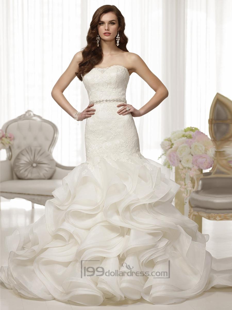 Свадьба - Fabulous Lace Bodice Organza Layeres Skirt Trumpet Wedding Dresses