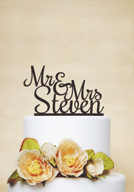 زفاف - Wedding Cake Topper,Mr & Mrs Cake Topper With Last Name,Wedding Decoration,Bride And Groom,Rustic Cake Topper - C052