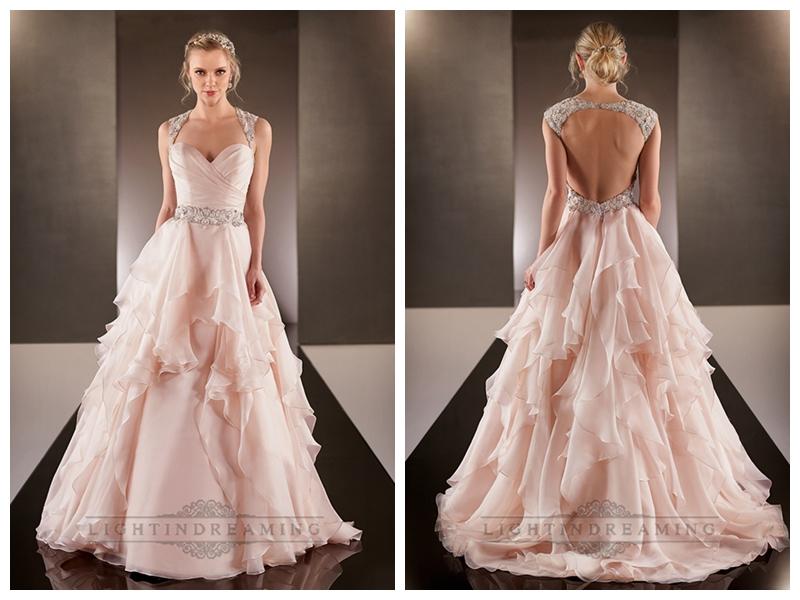 Mariage - Cap Illusion Sleeves Asymmetrical Ruched Bodice A-line Wedding Dresses