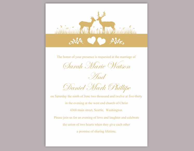 Wedding - DIY Wedding Invitation Template Editable Word File Instant Download Printable Reindeer Invitation Gold Wedding Invitation Yellow Invitation