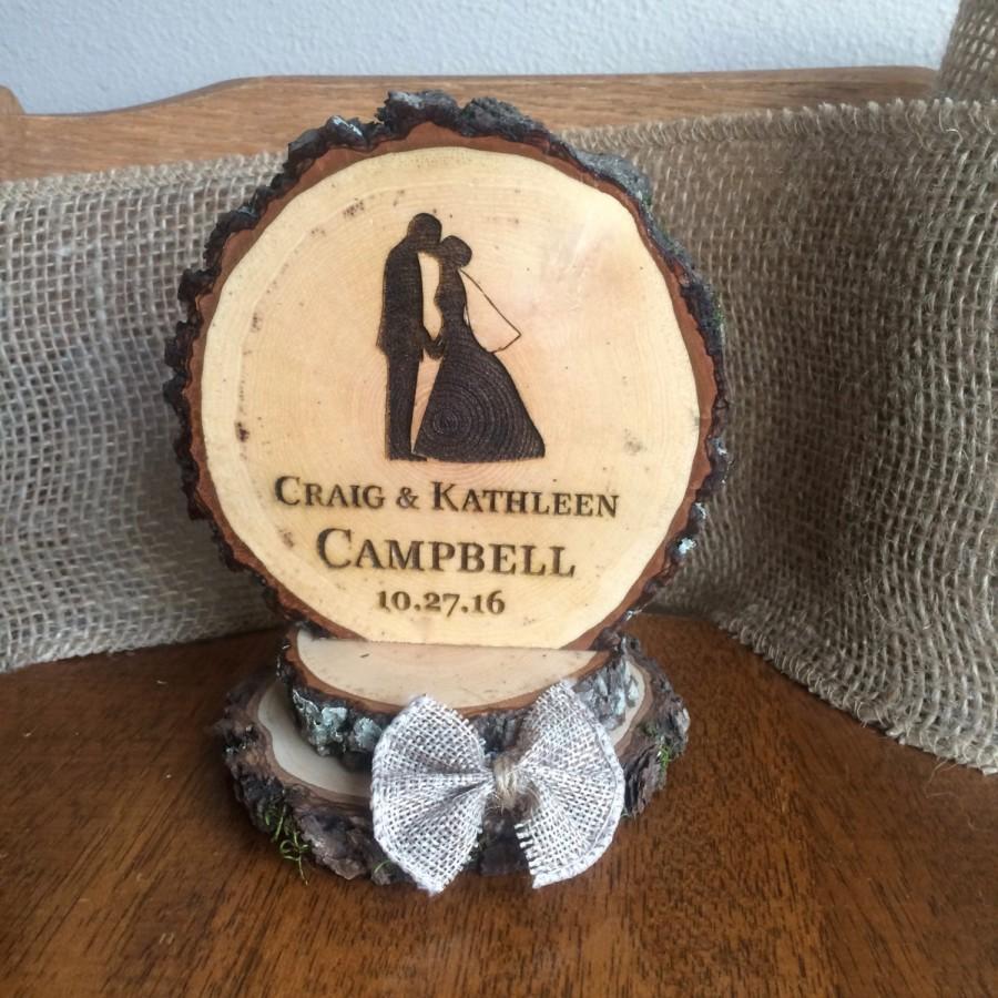 Hochzeit - Rustic Wedding Cake Topper, Bride and From Topper, Custom Cake Topper, Wood Cake Topper, Barn Wedding, Personalized Topper