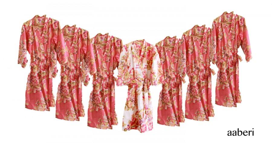 زفاف - Bridesmaid Robes, Set of 7 Bridesmaid Cotton Robes, Kimono Robe, Fast Shipping , Regular and Plus Size Robe