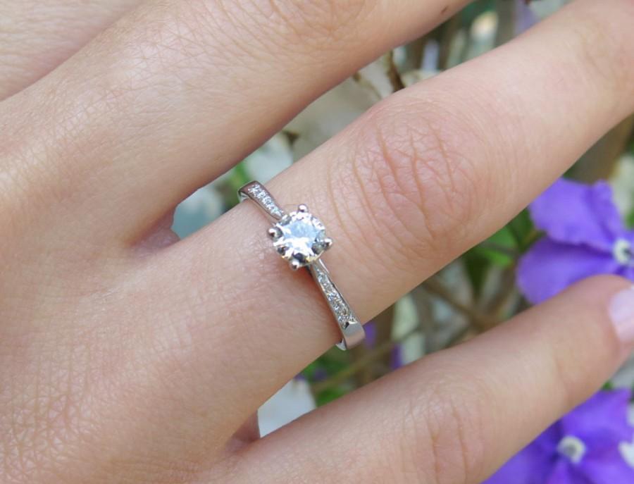 Свадьба - Engagement diamond ring, 14K gold ring, Unique engagement ring, Delicate diamond ring, Solitaire engagement ring, Modern engagement ring