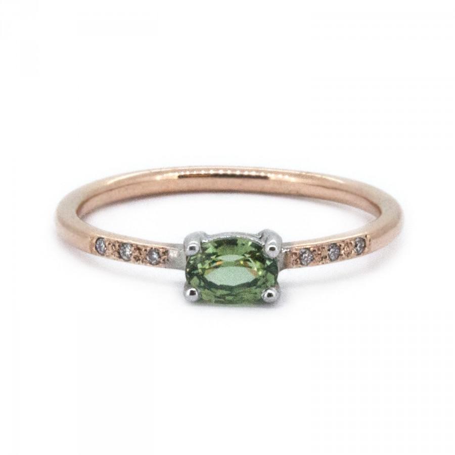 زفاف - The Little Amelia Ring - Green Sapphire & Diamond Engagement Ring