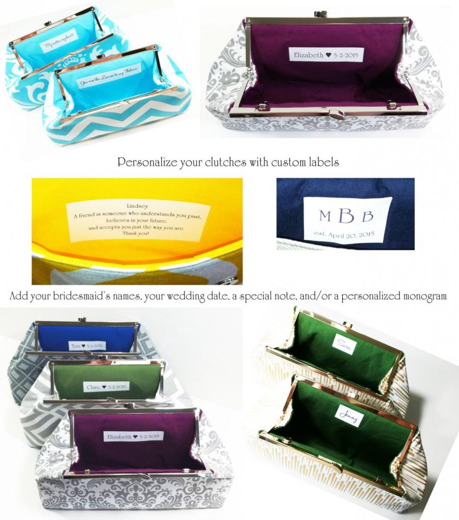 Wedding - Personalization, Monogram, Inscription, Message - Custom Personalized Label Add On For Bridesmaid Clutches
