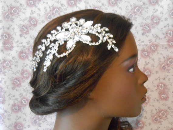 Hochzeit - Glam Crystal Flower Headpiece $30