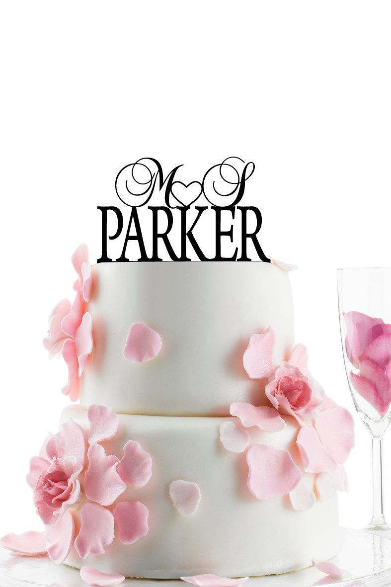 Wedding - Custom Wedding Cake Topper - Personalized Monogram Cake Topper - Mr and Mrs -  Cake Decor -  Bride and Groom - Heart