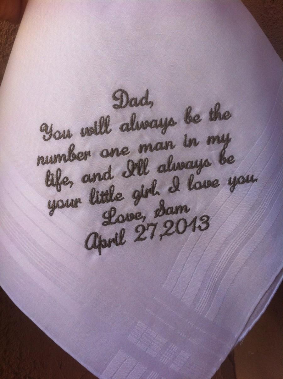 Hochzeit - Father of the bride handkerchiefs Cute note from bride to her father on her wedding day