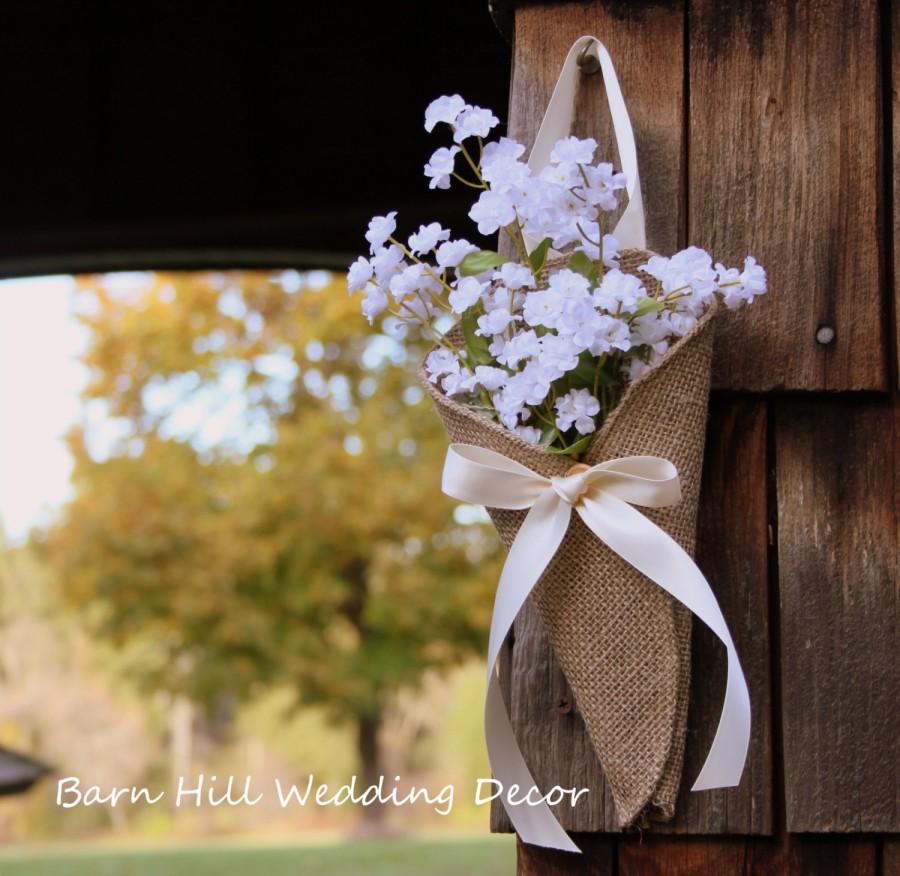 Wedding - Pew Cones Burlap Wedding Church Pew Cones Church Pew Decorations Rustic Pew Cones