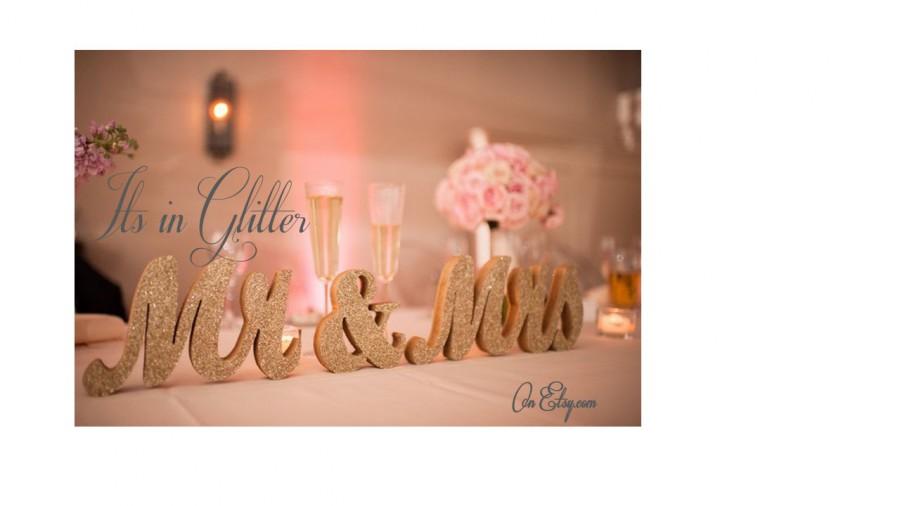 Wedding - Mr & Mrs sign in Gold with silver/ gold Glitter mix wedding decor