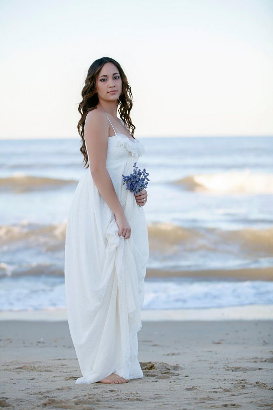 Mariage - Wedding Dress Romantic bohemian wedding gown lace beach maxi Lace Custom