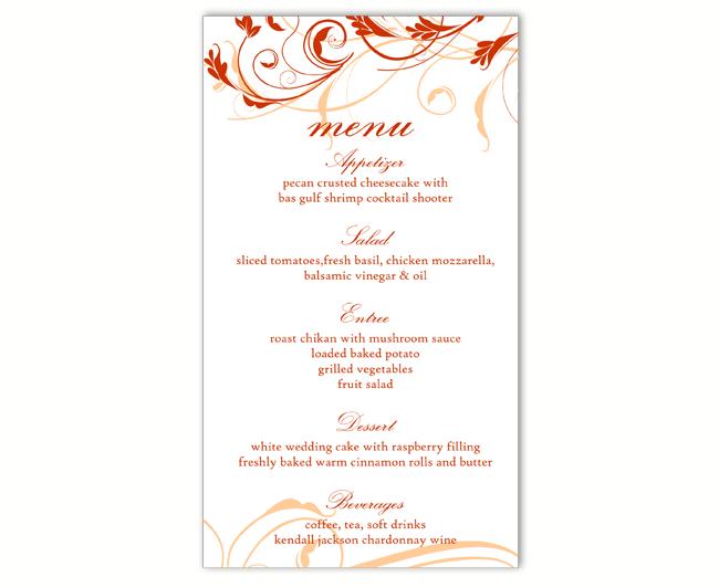 Mariage - Wedding Menu Template DIY Menu Card Template Editable Text Word File Instant Download Red Menu Floral Menu Template Printable Menu 4x7inch