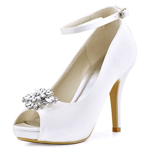 Wedding - Peep Toe Platform With Rhinestones ShoesClips