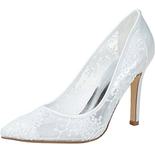 Wedding - Pointed Toe Lace Flowers Stiletto Heel