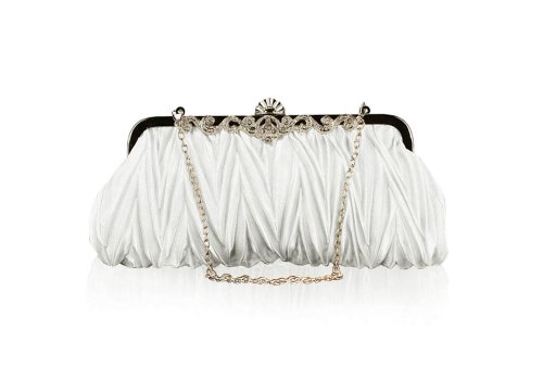 Hochzeit - Vintage Satin Wedding Handbag w/Shoulder Chain