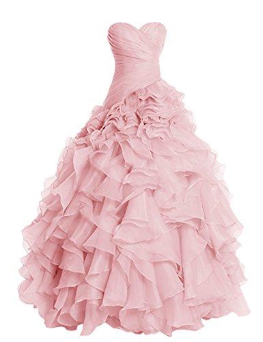 Hochzeit - Blush Pink Sweetheart Organza Ball Gown Wedding Dress