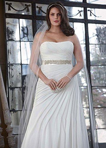 Wedding - Plus Size Crinkle Chiffon Wedding Dress with Asymmetrical Draping