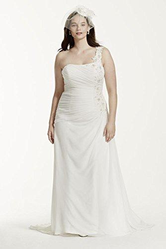 Hochzeit - Plus Size One Shoulder Chiffon Plus Size Wedding Dress