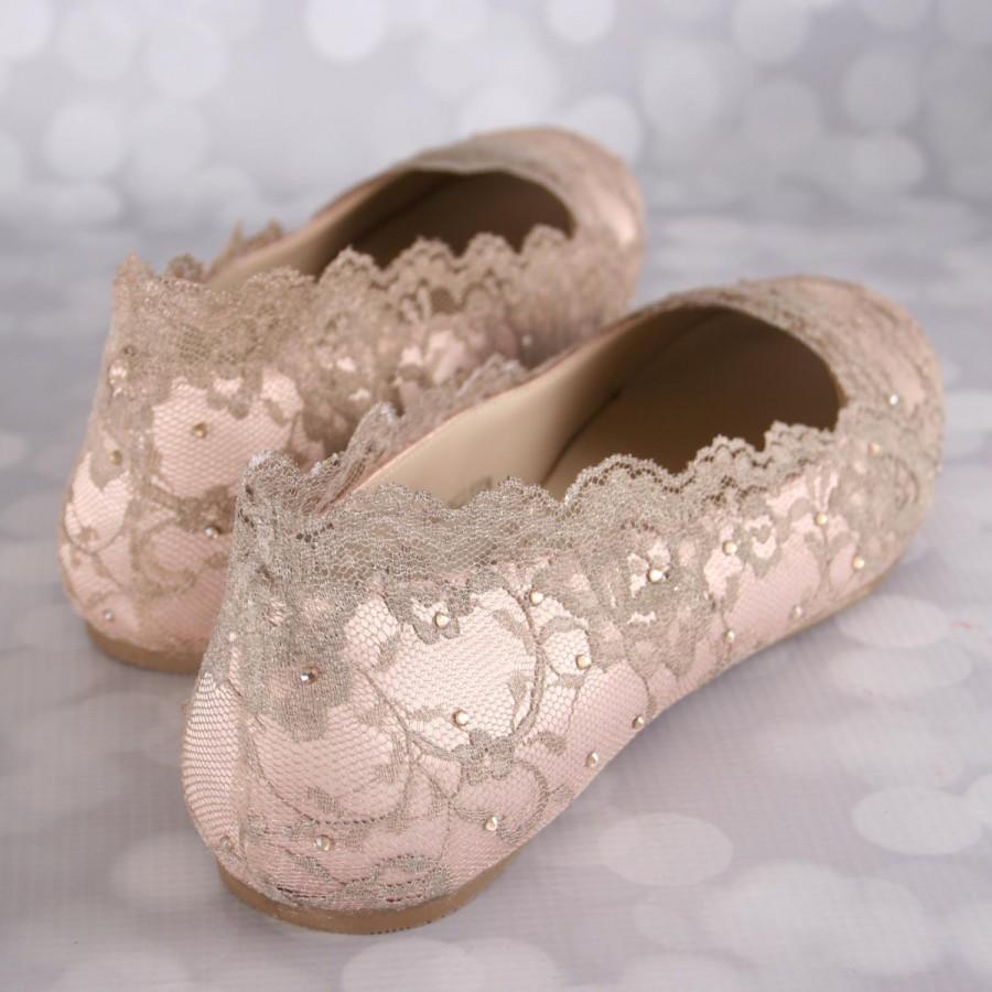 Wedding - Wedding Shoes, Blush Wedding Shoes, Wedding Shoe Flats, Gold Lace Wedding, Bling Wedding Shoes, Blush Wedding Ideas, Bridal Lace Shoes
